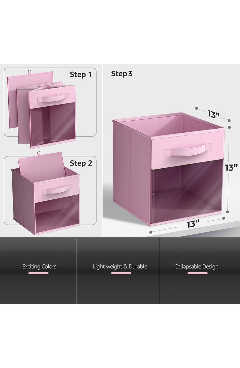SORBUS Set of 6 Collapsible Storage Bins, Alternate, color, Pastel Pink