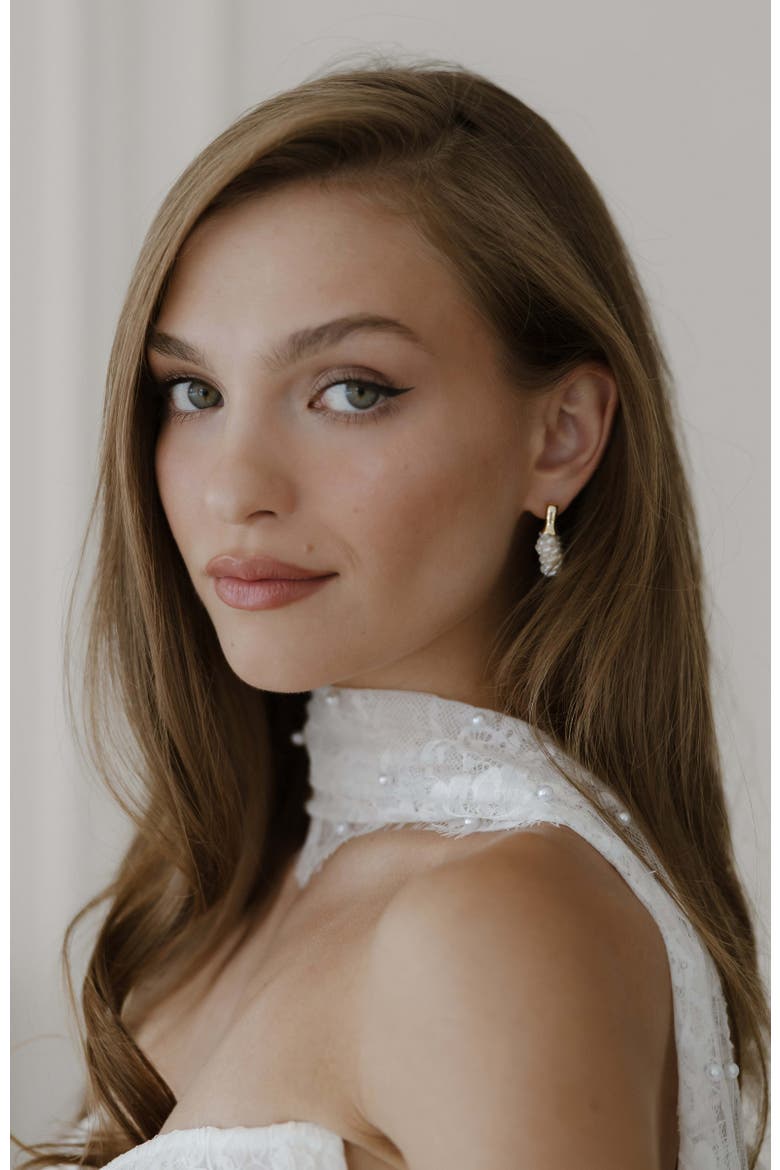 Chateau Pearl Hoops, Alternate, color, Gold