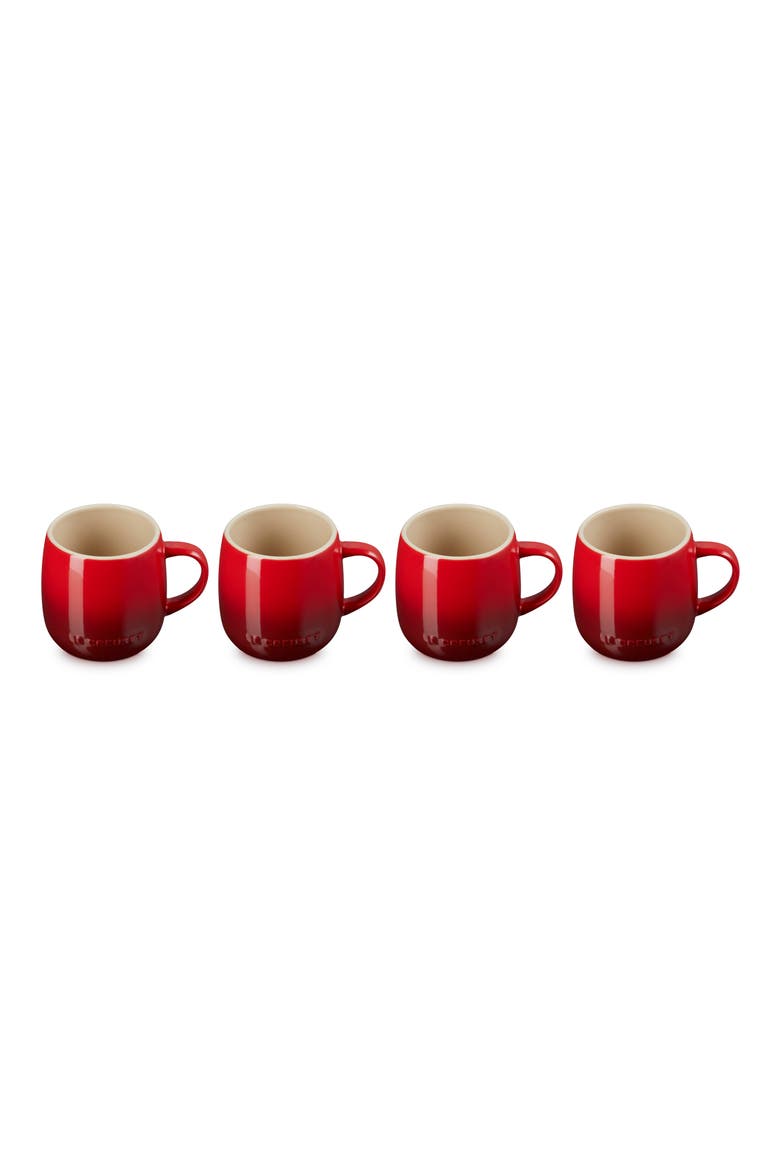 Set of Four 14-Ounce Stoneware Mugs, Main, color, CERISE