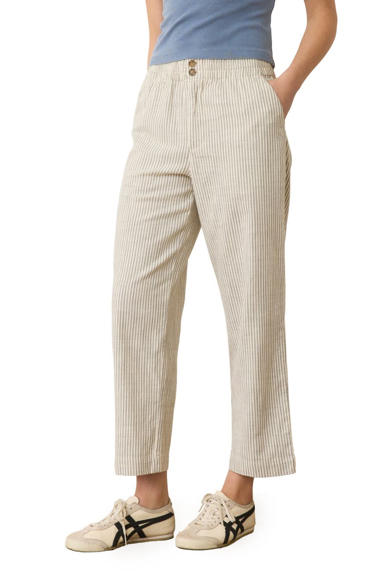 Elle Stripe Stretch Cotton Pants, Alternate, color, CREAM/SHADOW STRIPE