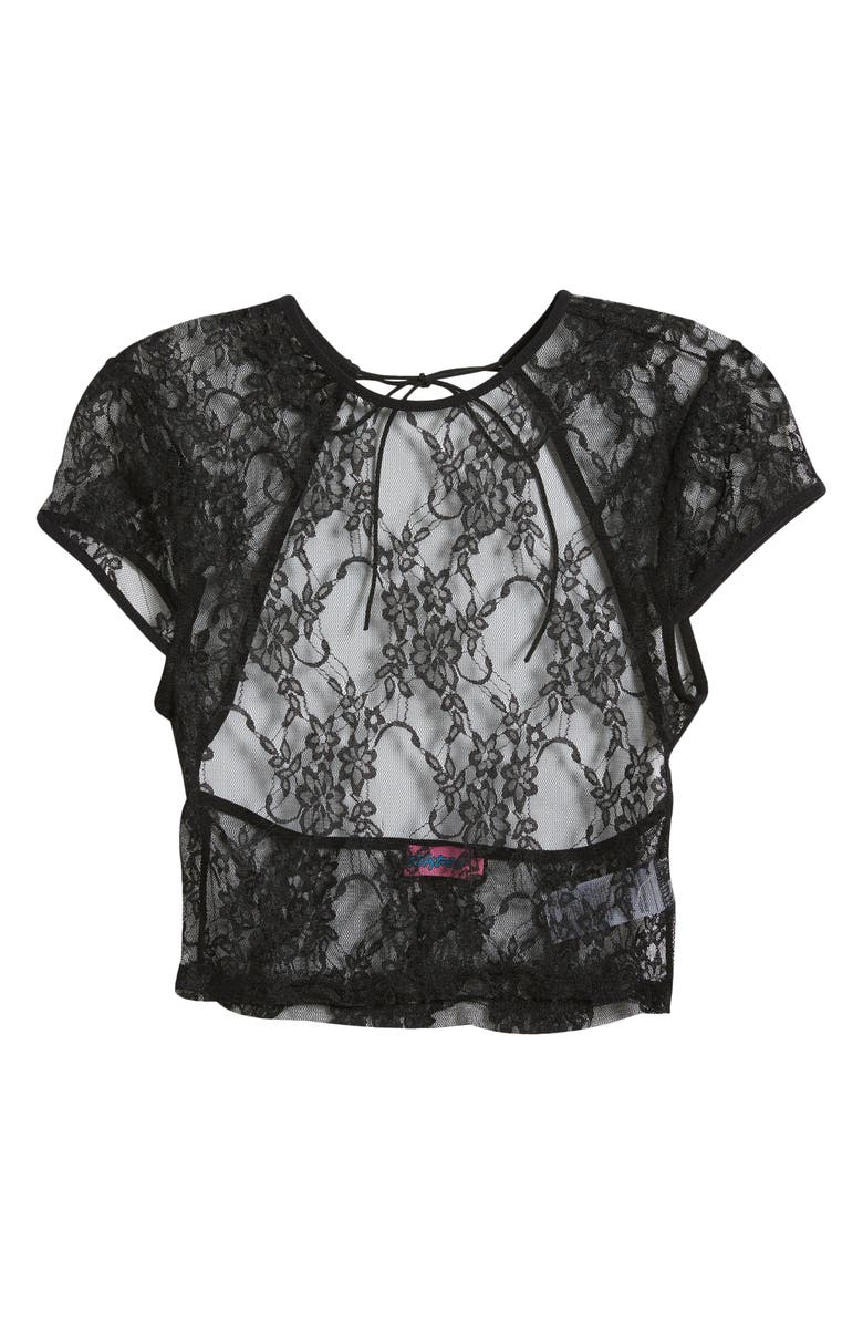 EDIKTED Aura Sheer Lace Open Back Crop Top, Alternate, color,