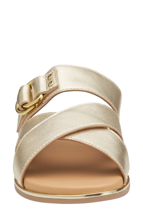 Johnston & Murphy Shayla Crossover Slide Sandal In Gold Metallic Sheepskin