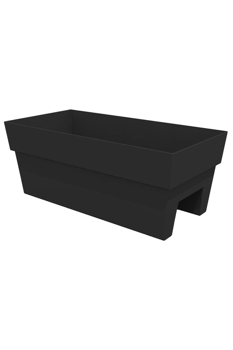 Black 24 Inch Finley Deck Rail Planter, 7.5 Gal Capacity, Main, color, Black