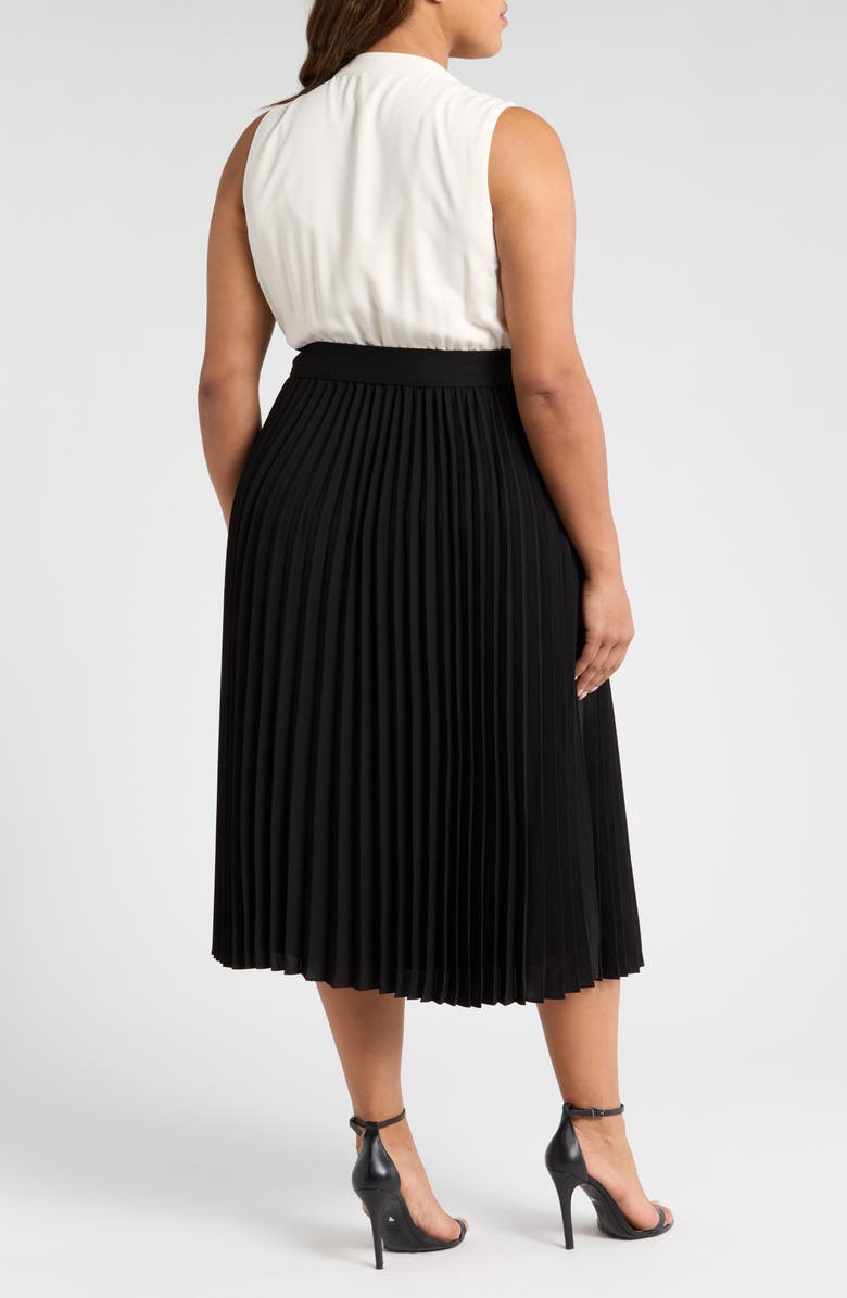 Anne Klein Pleated Belted Surplice V-Neck Dress, Alternate, color, 