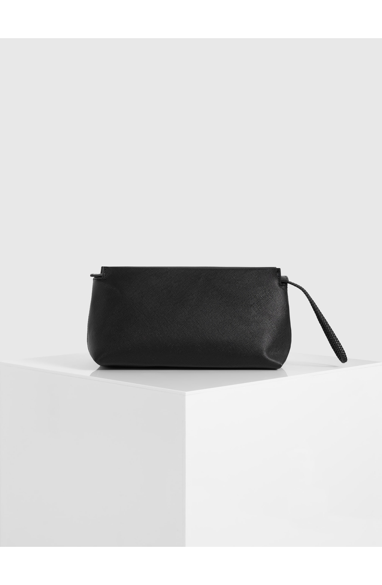 Manière De Voir Jessy Textured Leather Washbag, Alternate, color, Black