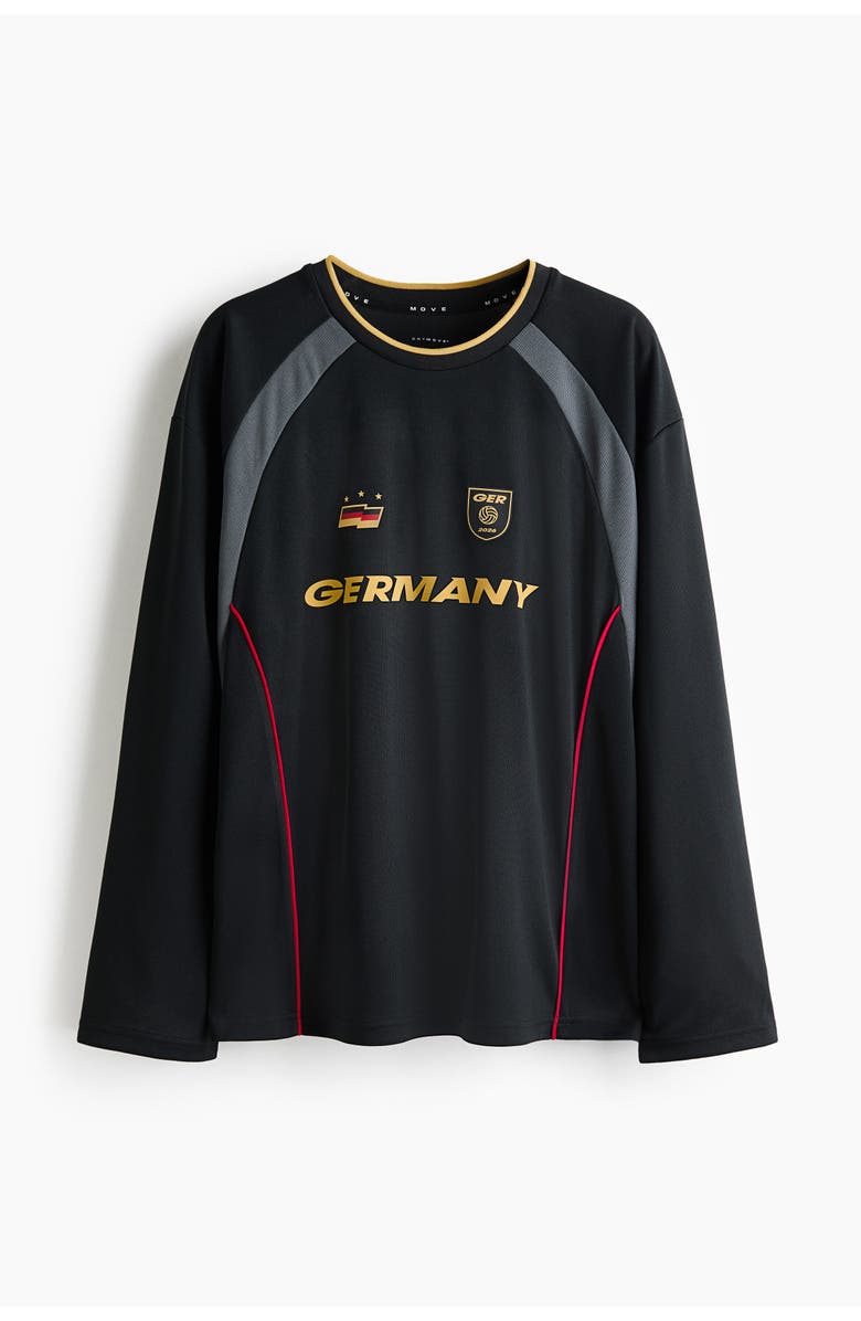 H&M Oversized Fit Printed Football Shirt With Drymove, Main, color, Black/Germany