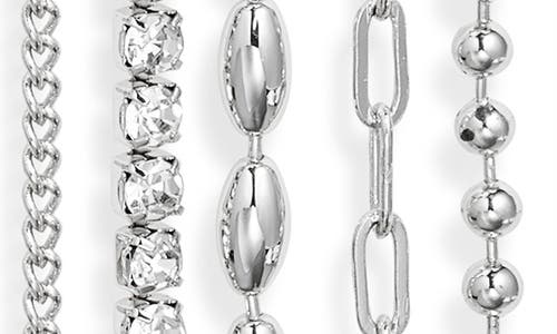 Open Edit Mixed Chain Fringe Huggie Hoop Earrings In Silver