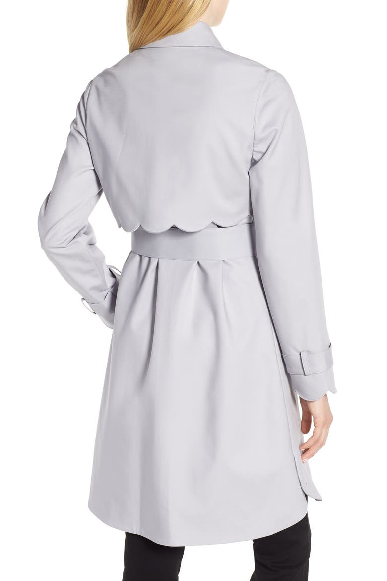 Scallop Detail Trench Coat, Alternate, color, GREY
