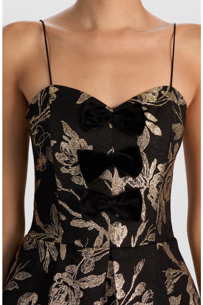 Danla Metallic Embroidered Floral Minidress, Alternate, color, BLACK/ GOLD