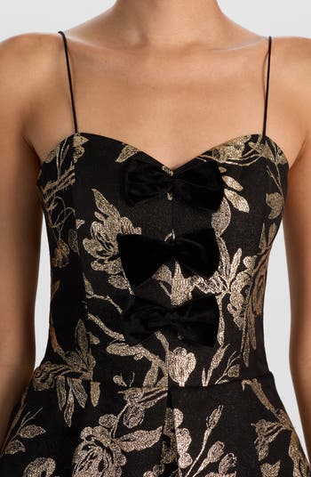 Danla Metallic Embroidered Floral Minidress