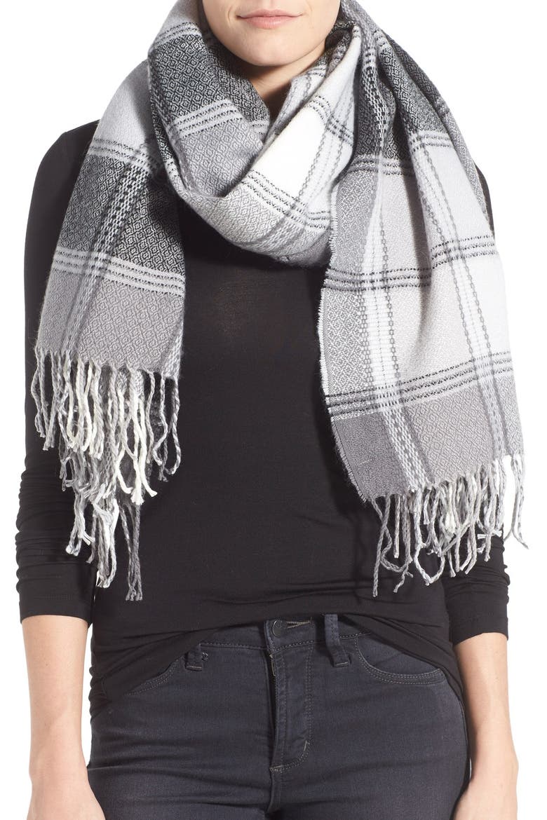 Plaid Blanket Wrap, Alternate, color, BLACK COMBO