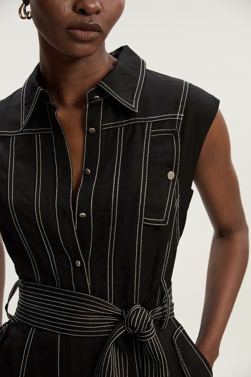 Karen Millen Premium Linen Woven Jumpsuit In Black