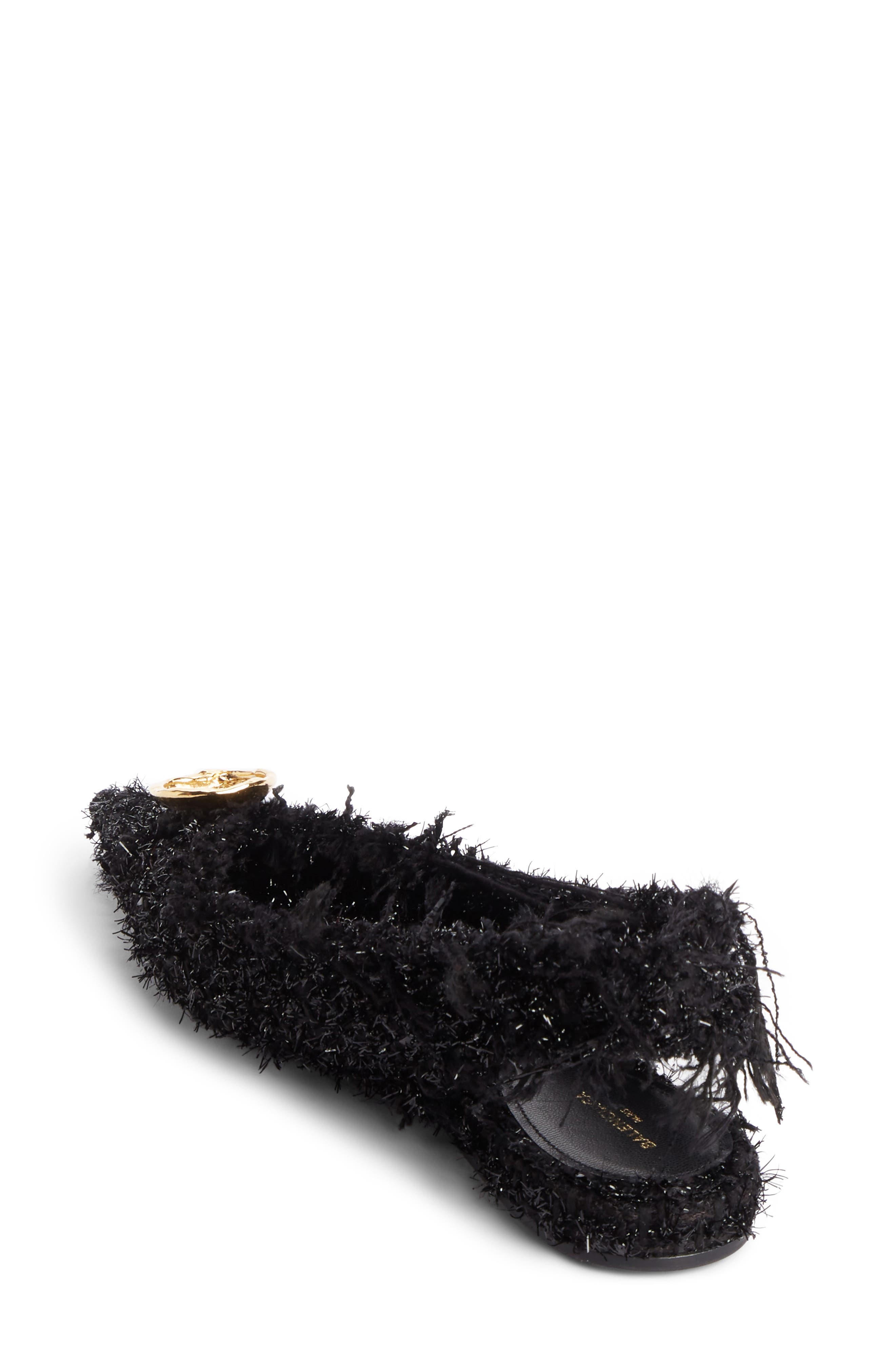 Balenciaga Tweed Pointy Toe Slingback Flat, Alternate, color, 