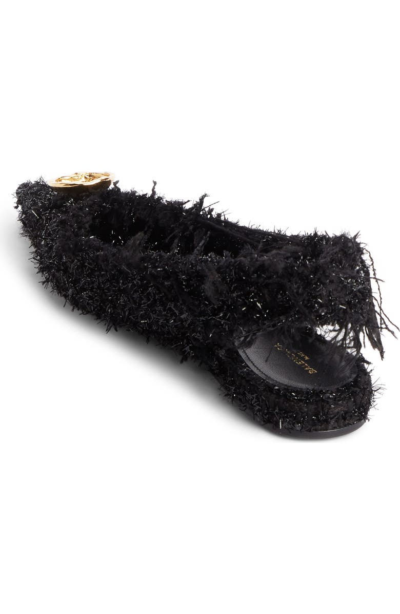 Balenciaga Tweed Pointy Toe Slingback Flat, Alternate, color,