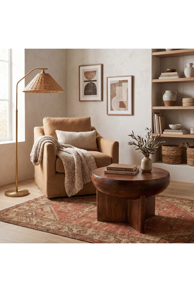 Semi-Sphere End Table with Solid Legs, Alternate, color, Brown