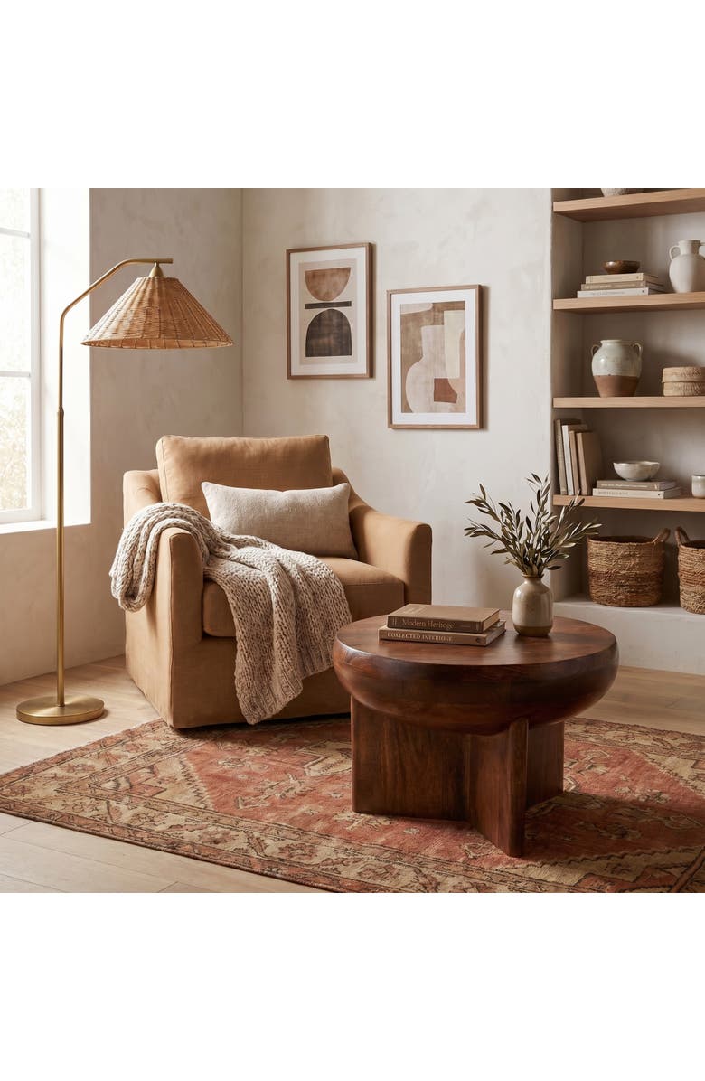 Olive Grove Semi-Sphere End Table with Solid Legs, Alternate, color, Brown