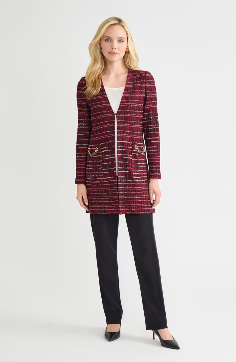 Misook Heritage Multi-Stitch Knit Jacket, Alternate, color, Scarlet Red/Sand