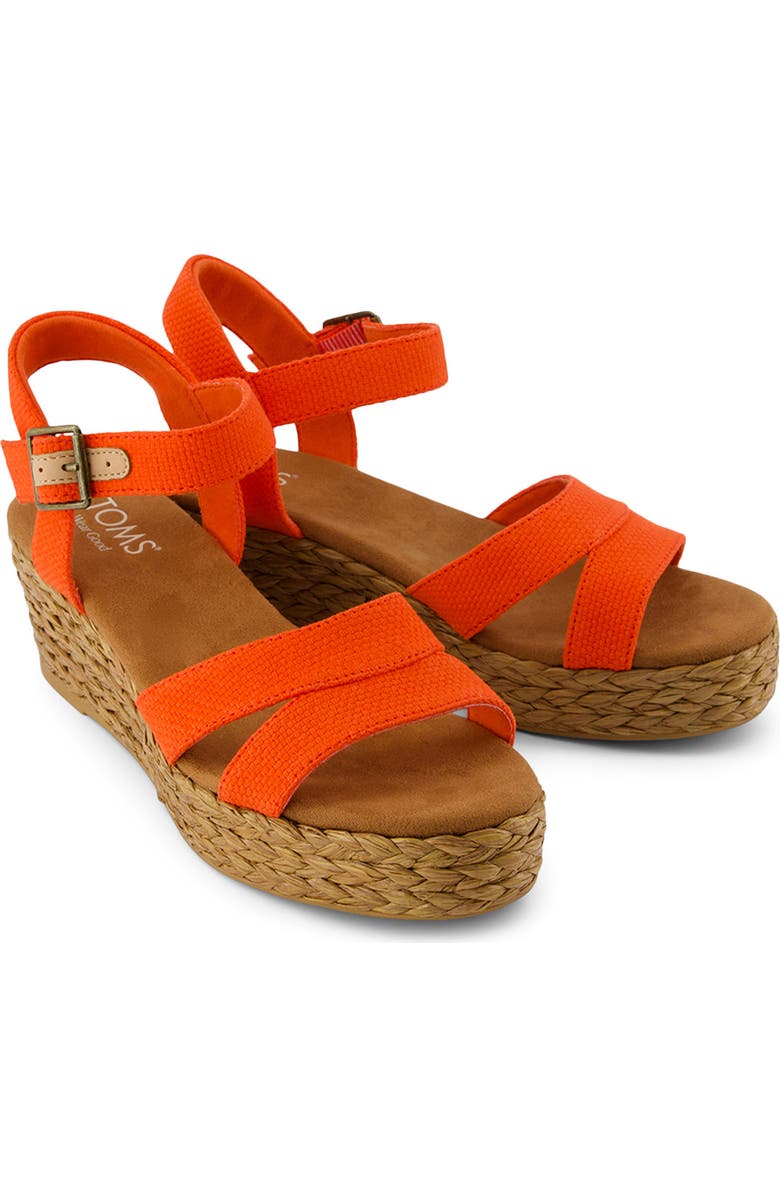 TOMS Audrey Ankle Strap Espadrille Platform Wedge Sandal, Alternate, color, Red