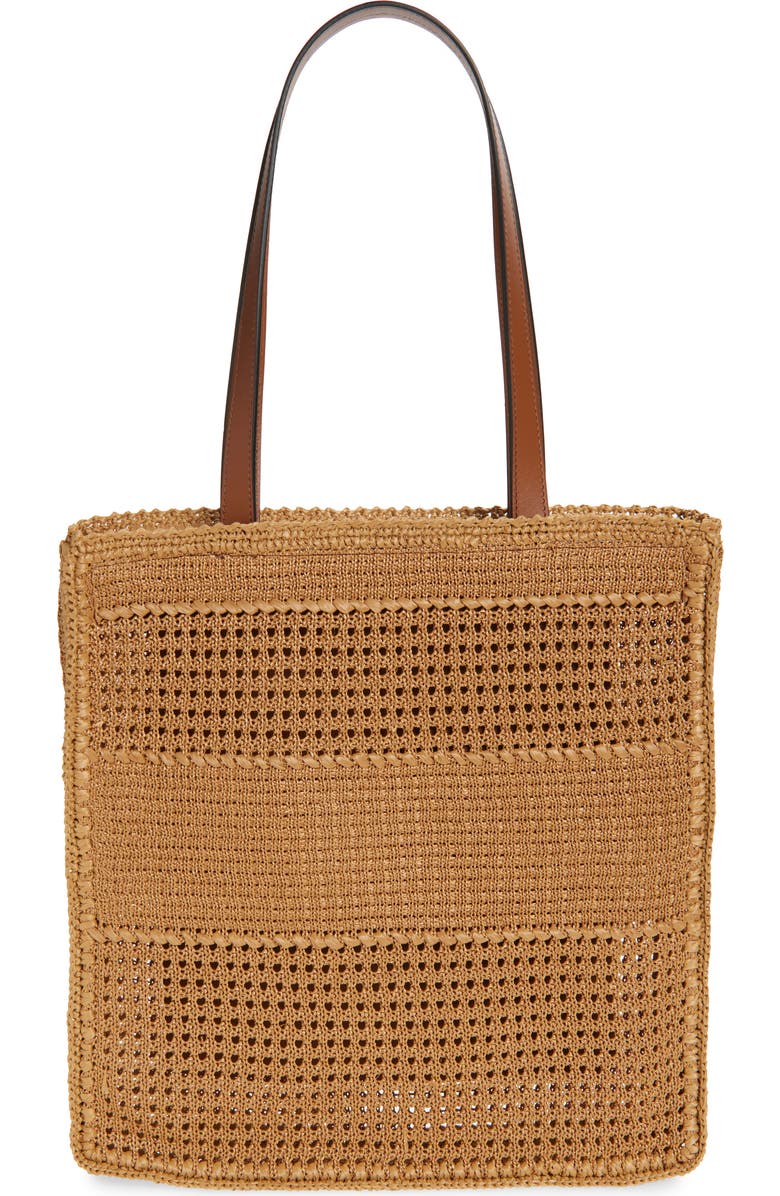 Moschino Logo Woven Shopper Tote, Alternate, color, Hide