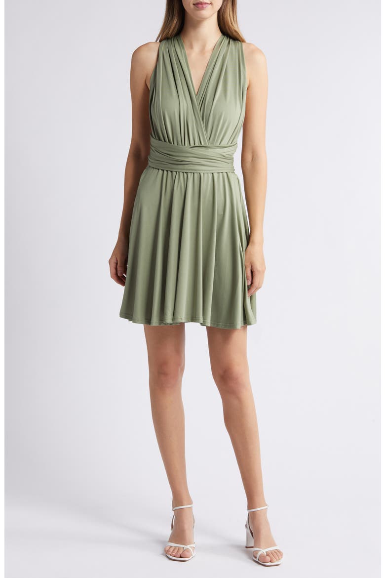 Belle Cross Back Minidress, Main, color, GREEN