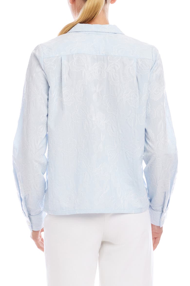 Embellished Button-Up Shirt, Alternate, color, OFF WHITE/BLUE