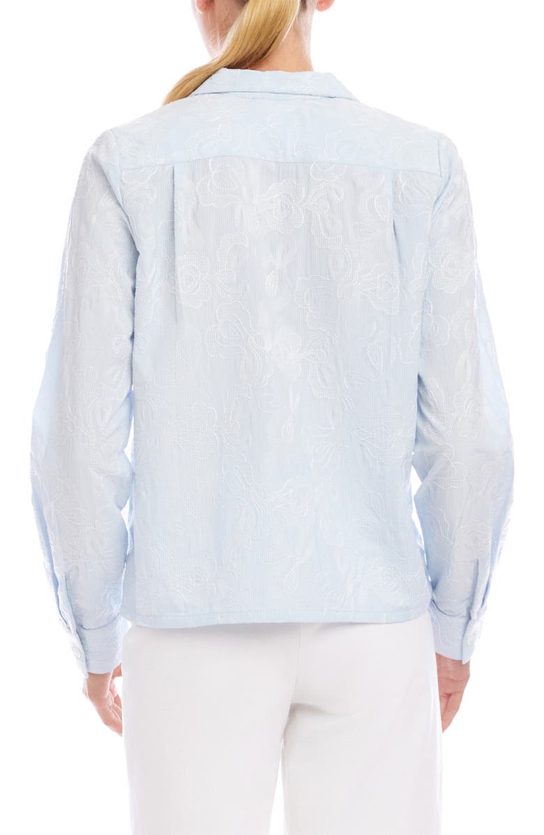 Karen Kane Embellished Button-Up Shirt, Alternate, color, Blue Twist