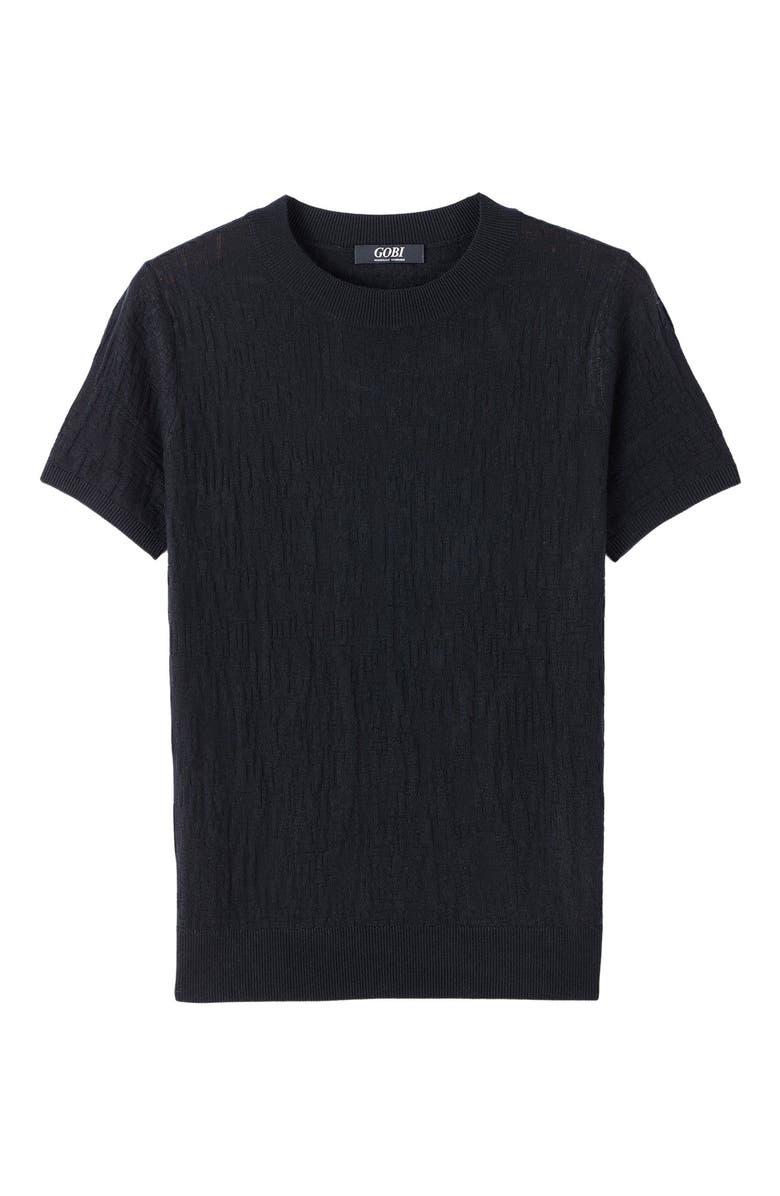 GOBI Mongolian Cashmere Silk Cashmere T-Shirt, Alternate, color, Black
