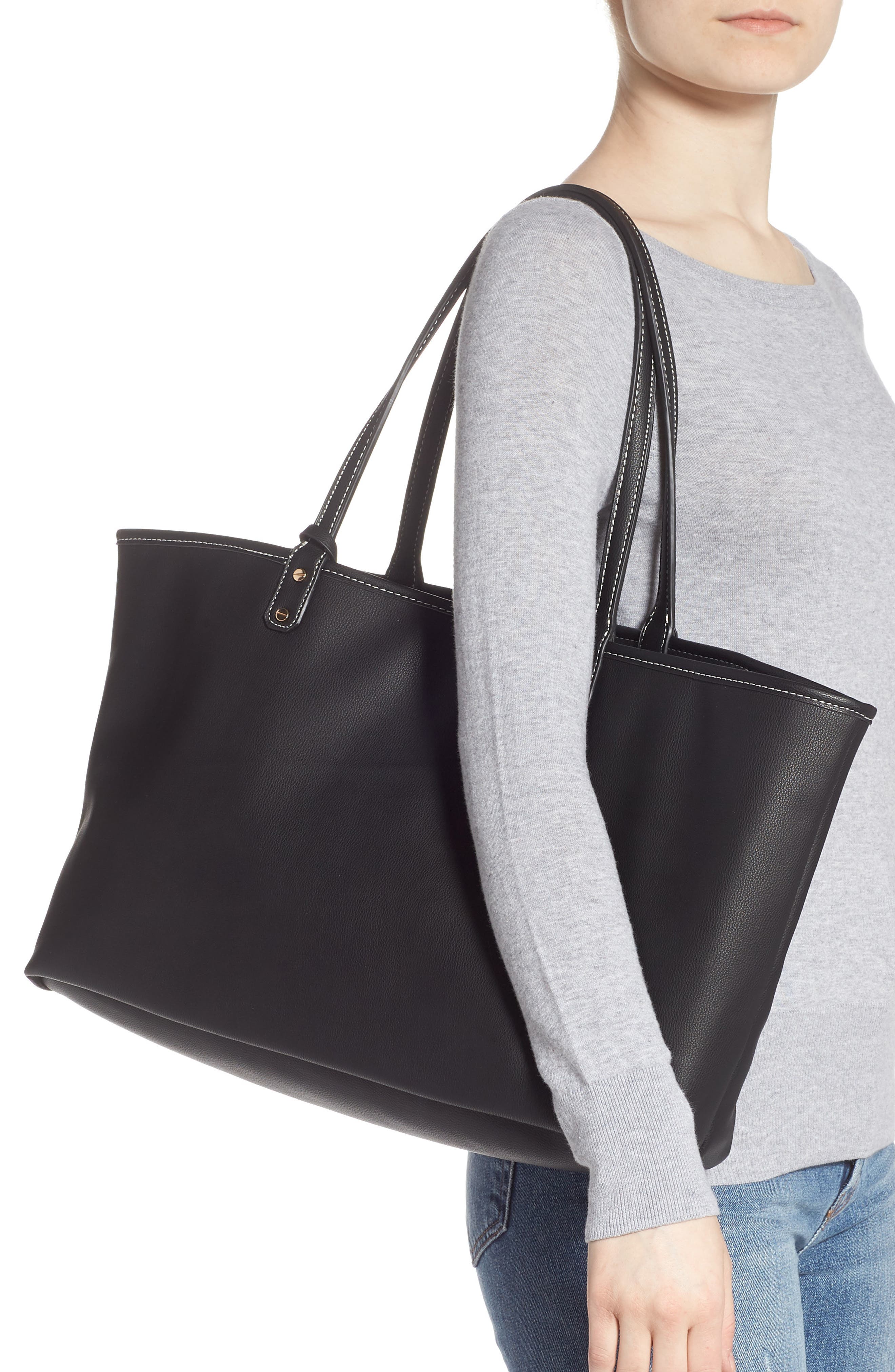 Mali + Lili Evie Reversible Vegan Leather Tote, Alternate, color, 