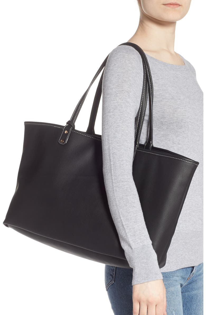 Mali + Lili Evie Reversible Vegan Leather Tote, Alternate, color,