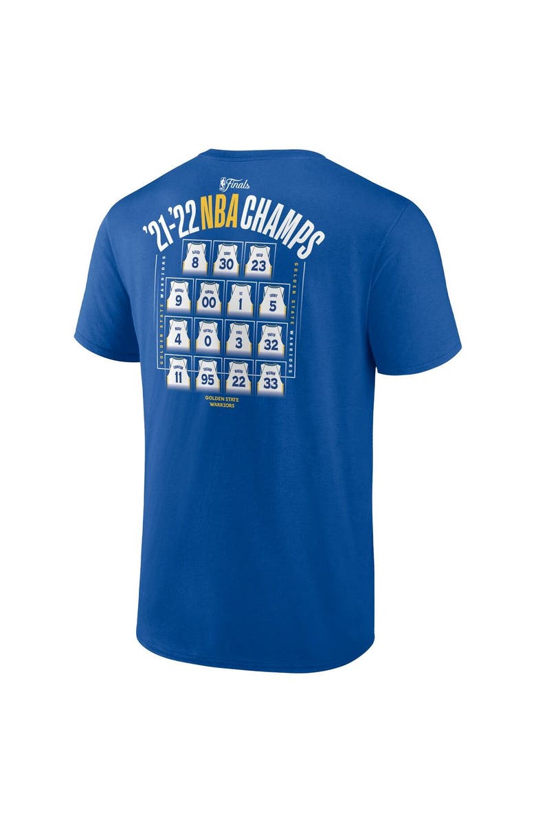 FANATICS Men's Fanatics Branded Royal Golden State Warriors 2022 NBA Finals Champions Final Buzzer Jersey Roster T-Shirt, Alternate, color, 