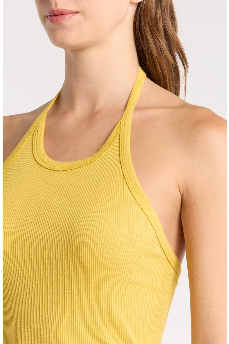 Sylvie Ribbed Halter Tank, Alternate, color, DANDELION