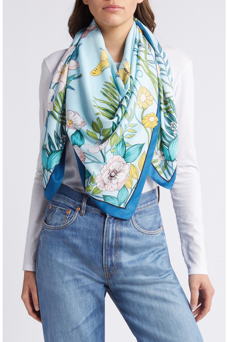 Butterfly Floral Scarf, Main, color, BLUE MULTI