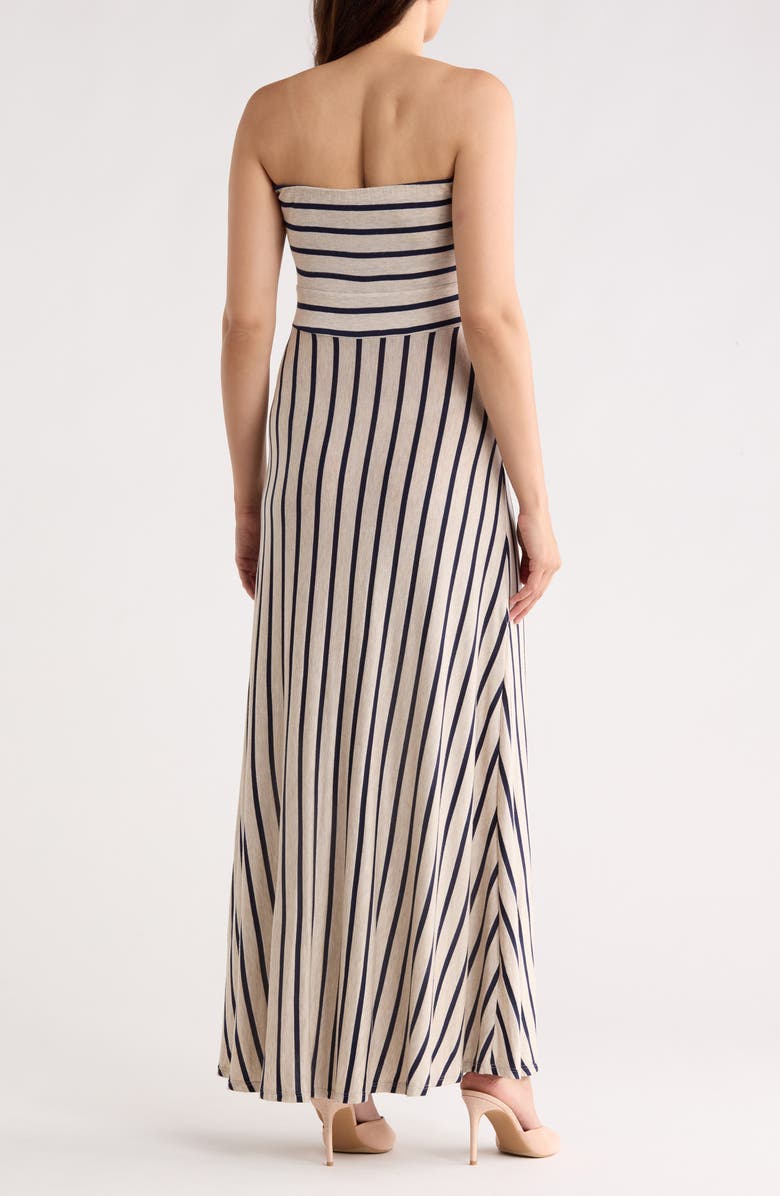 WEST K EI Striped Strapless Maxi Dress, Alternate, color, Oatmeal Stripe