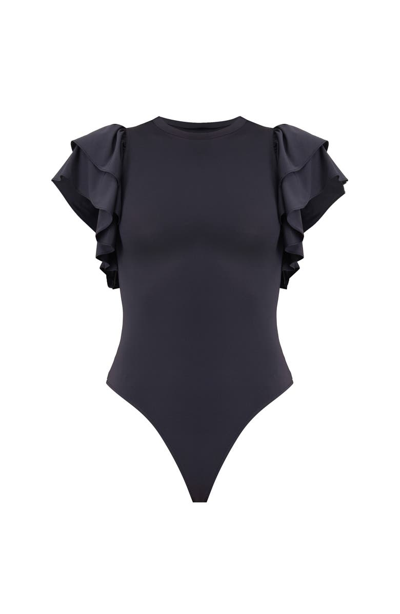 IVONNE Ruffle Sleeve Bodysuit, Alternate, color, Navy Blue