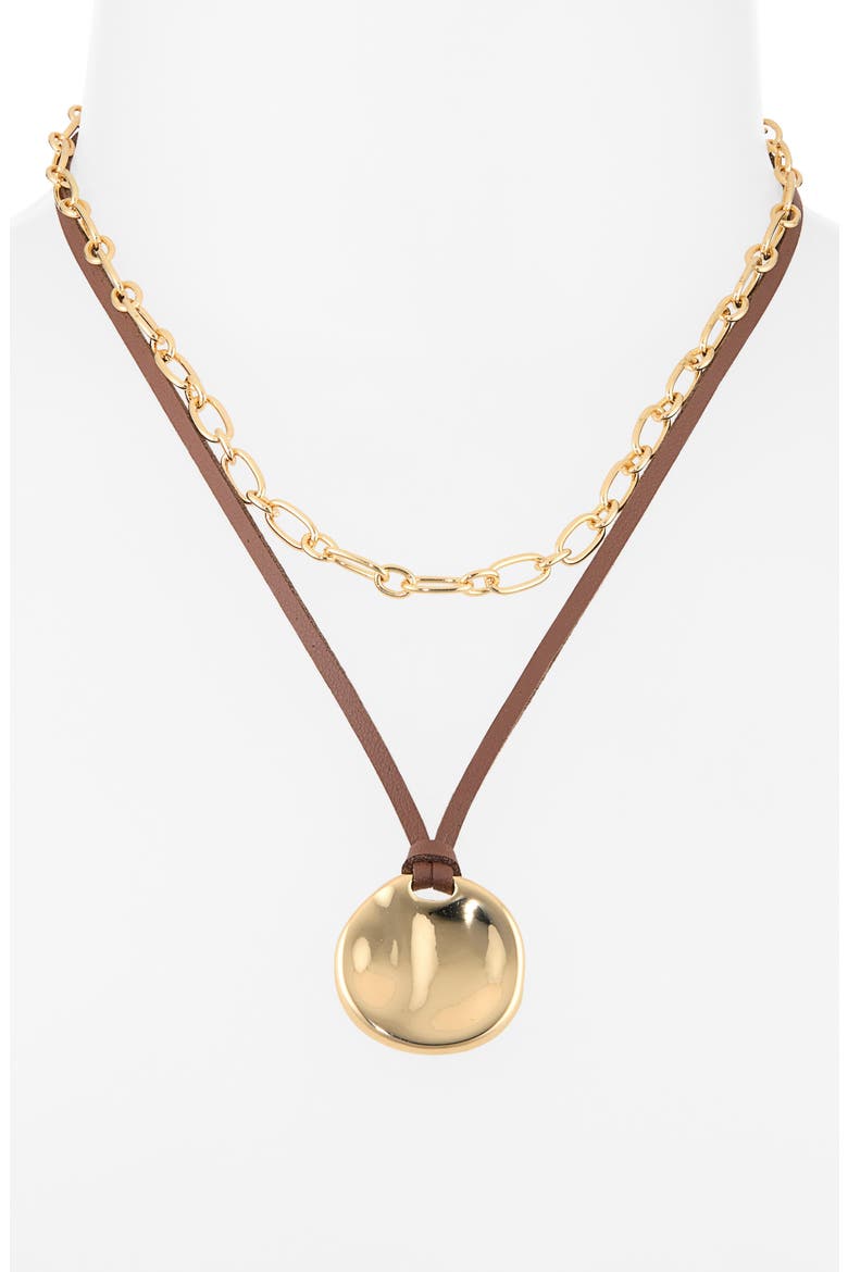 Free Form Layered Pendant Necklace, Alternate, color, BROWN- GOLD