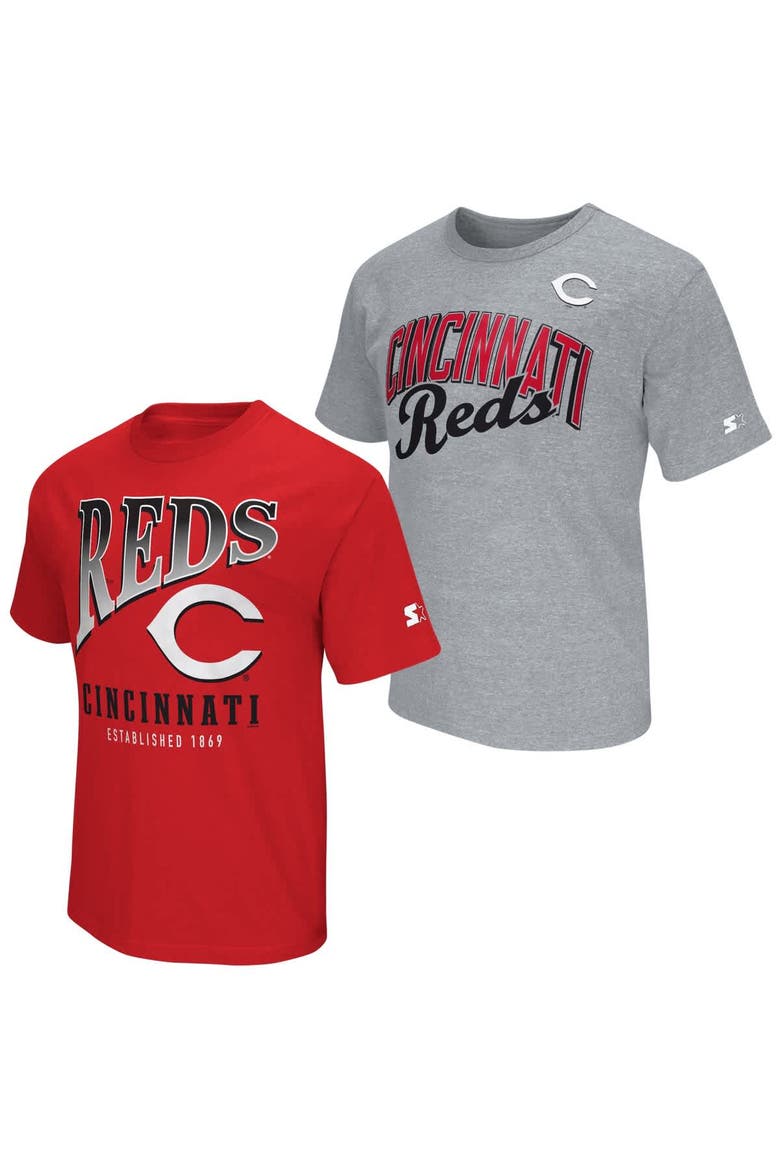 Men's Starter  Red/Heather Gray Cincinnati Reds Two-Pack T-Shirt Set, Main, color, Red