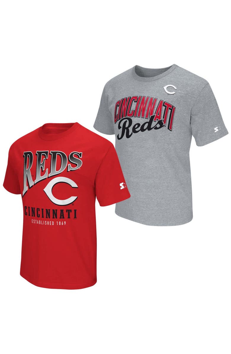 STARTER Men's Starter Red/Heather Gray Cincinnati Reds Two-Pack T-Shirt Set, Main, color, Red