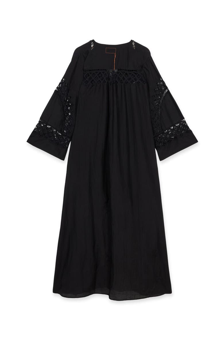 Alice Cotton Silk Embroidered Dress, Alternate, color, BLACK