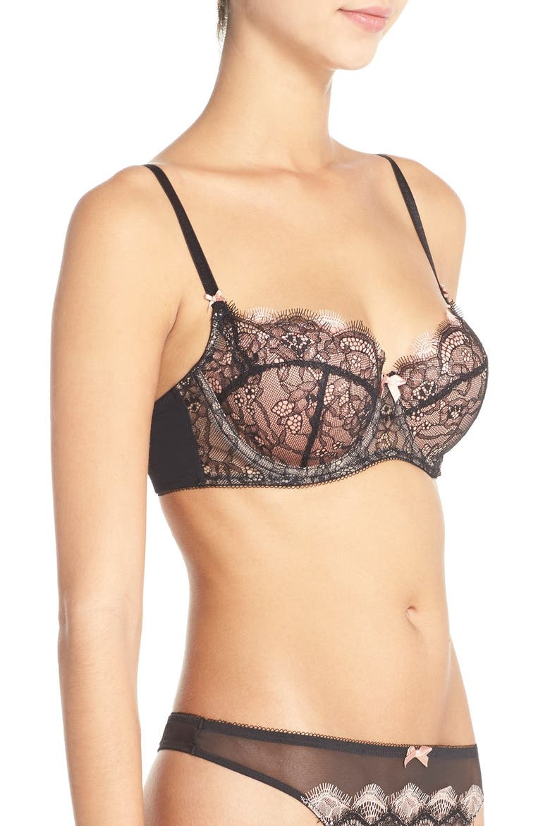 'b.sultry' Balconette Bra, Alternate, color, NIGHT/ PEACH BEIGE