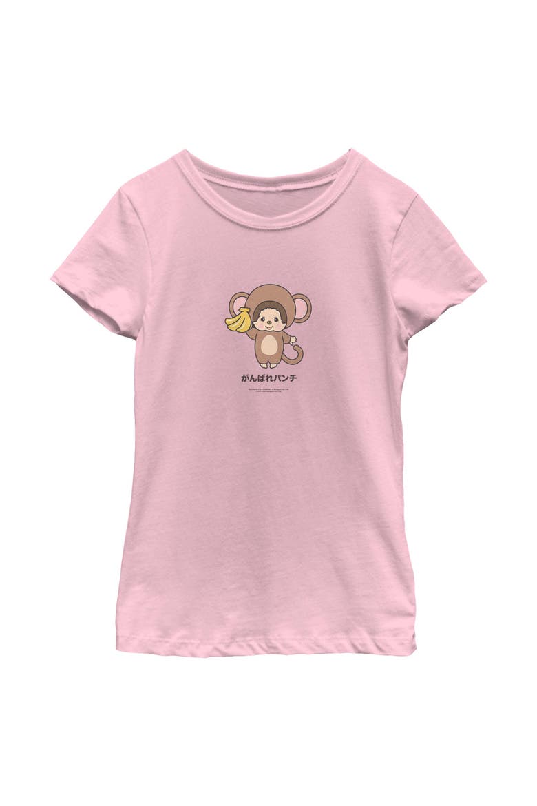 Girls Monchhichi Monkeys and Bananas T Shirt, Main, color, Light Pink