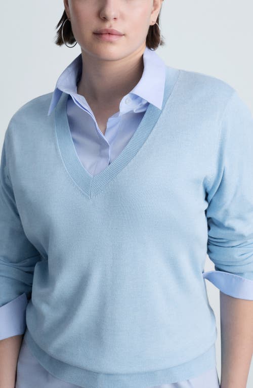 Mango V-neck Sweater In Blue