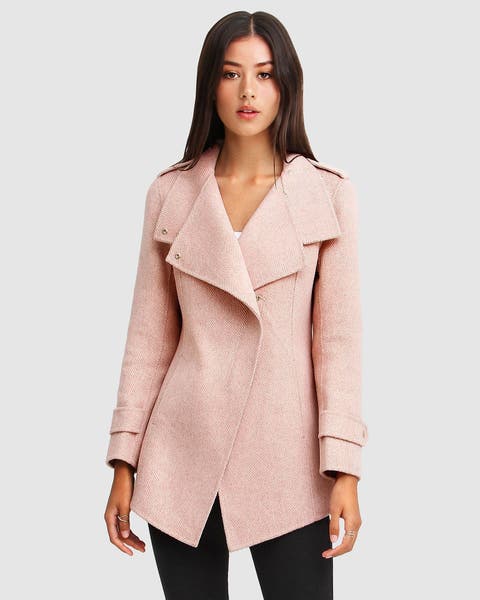 Blush pink wool coat on sale