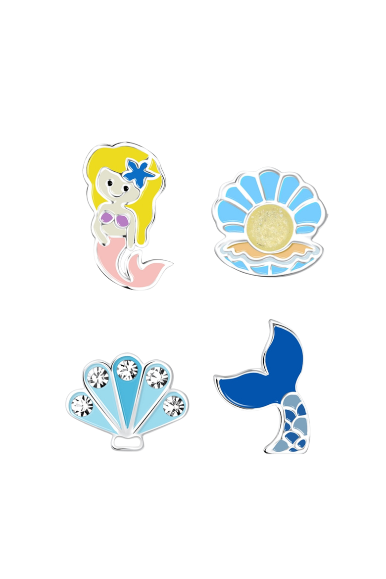 Kids' Sterling Silver Sea Charm Stud Earrings in Signature Gift Box, Alternate, color, Blue