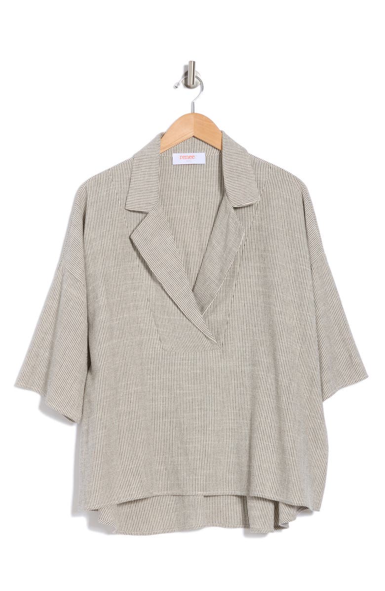 Renee C Oversize Stripe Cotton Blend Top, Alternate, color, Grey