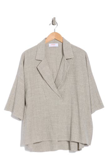 RENEE C RENEE C OVERSIZE STRIPE COTTON BLEND TOP 