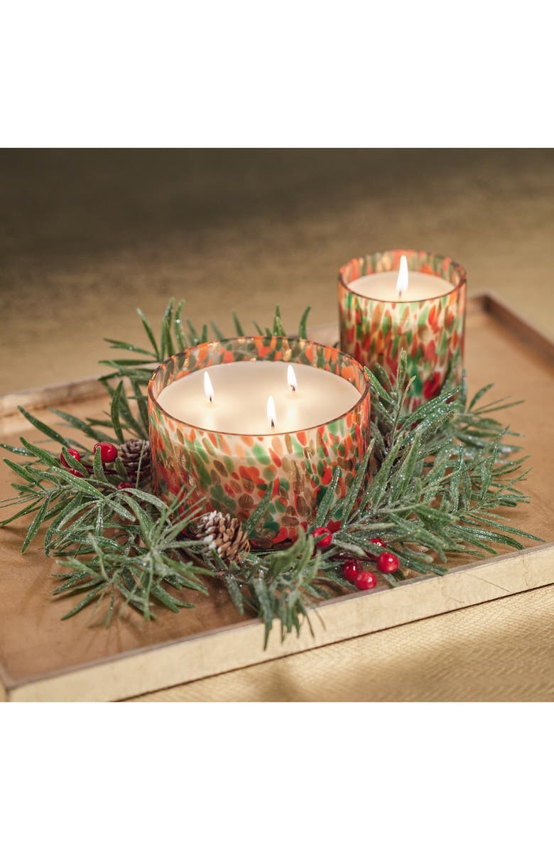 Zodax Ambered Spice Spangled Three-Wick Jar Candle, Alternate, color, Red/ Green/ Gold