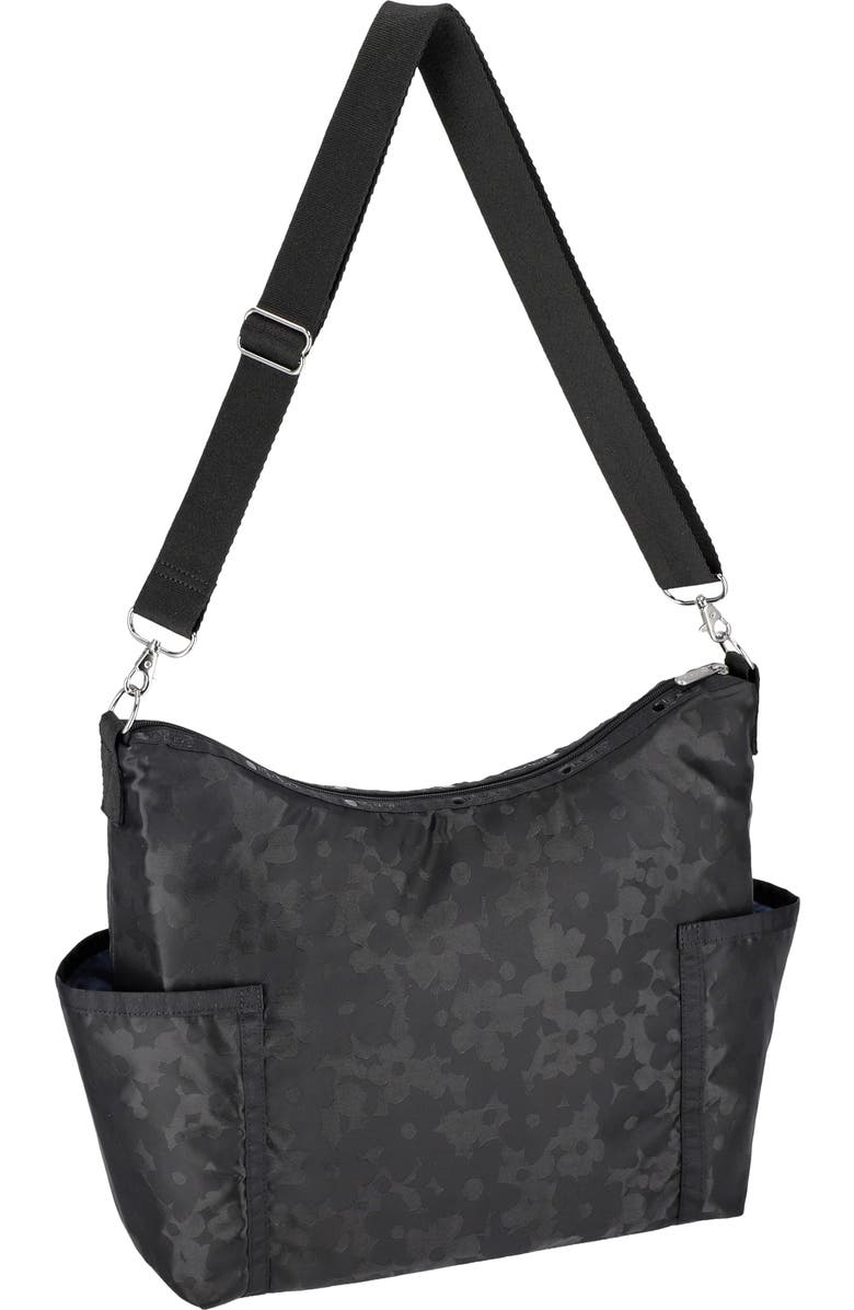 LeSportsac Zip Bucket Shoulder Bag, Alternate, color, Black Floral Jacquard