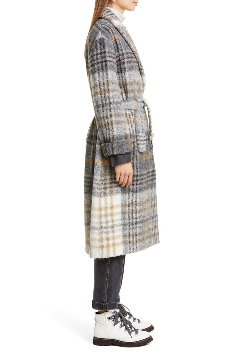 Brunello Cucinelli Plaid Trench Coat, Alternate, color, 