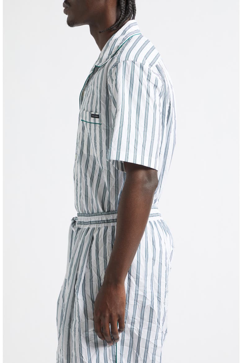 Stripe Crinkled Cotton & Silk Blend Poplin Camp Shirt, Alternate, color, S8051 RIGATO