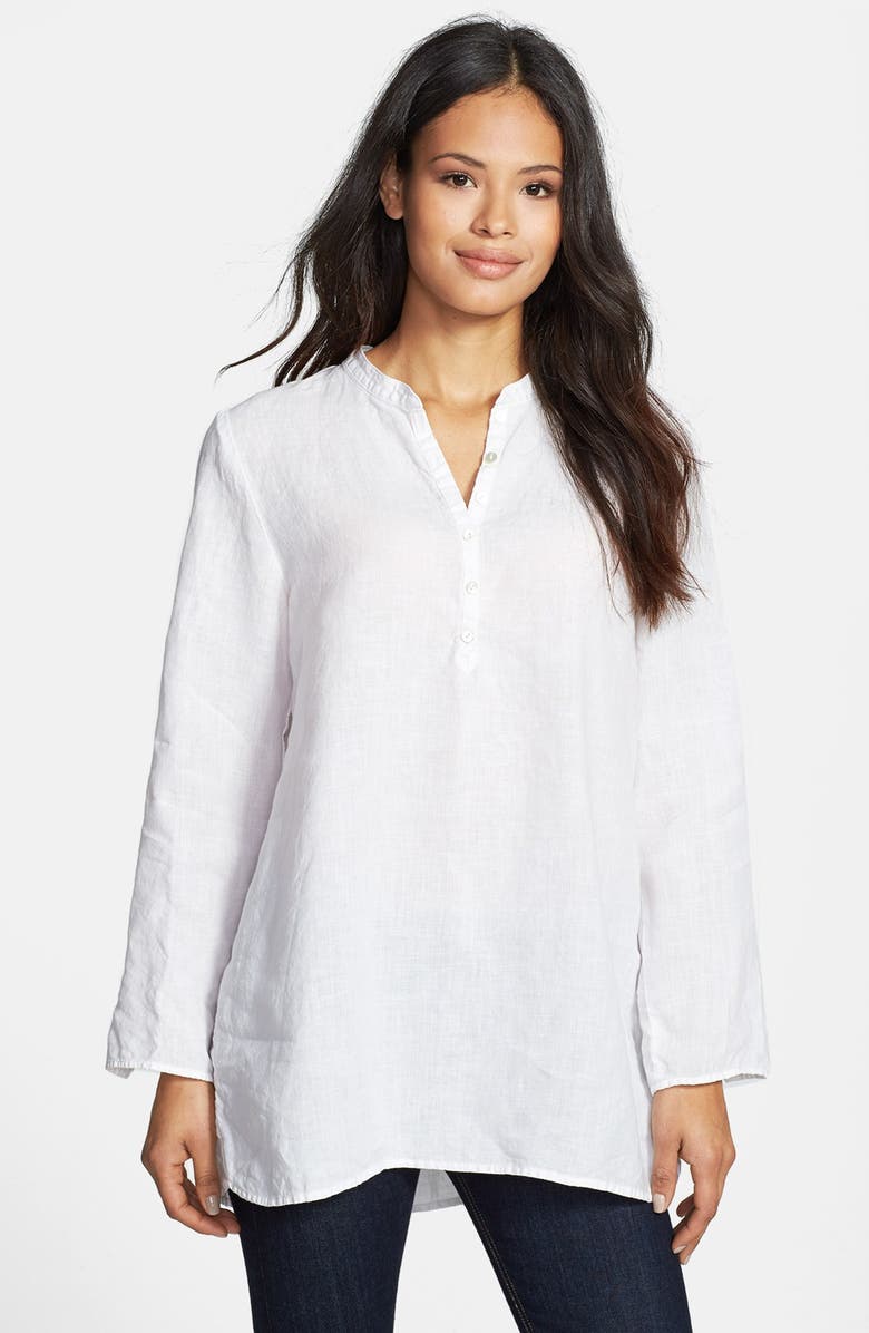 Eileen Fisher Band Collar Organic Linen Tunic, Main, color, 